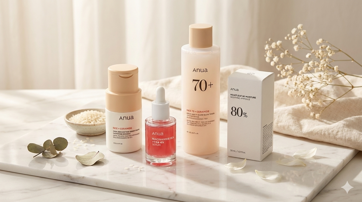 Productos Anua Skincare para rutina Glass Skin en Ecuador